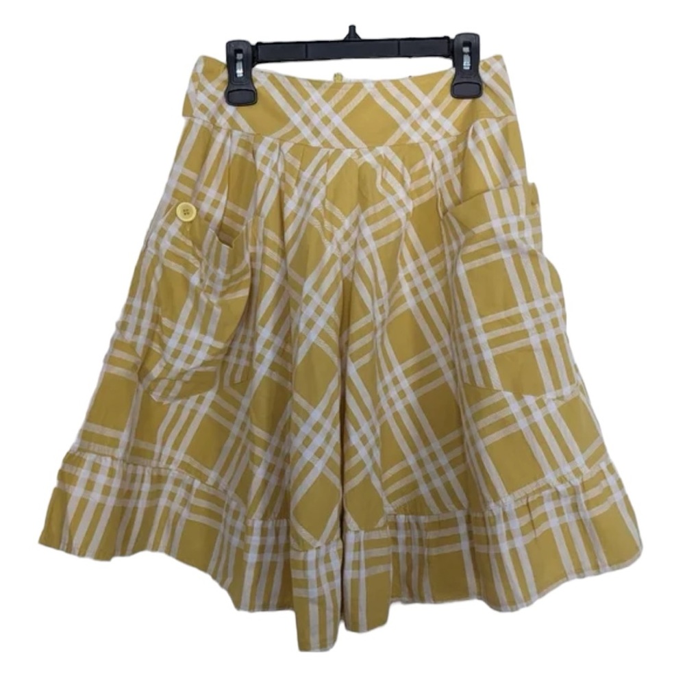 Paper Doll Brand yellow and white vintage style skirt Midi Small